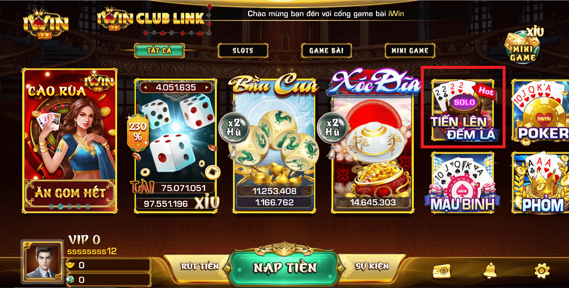 Game bài Tiến Lên Miền Nam IWIN CLUB