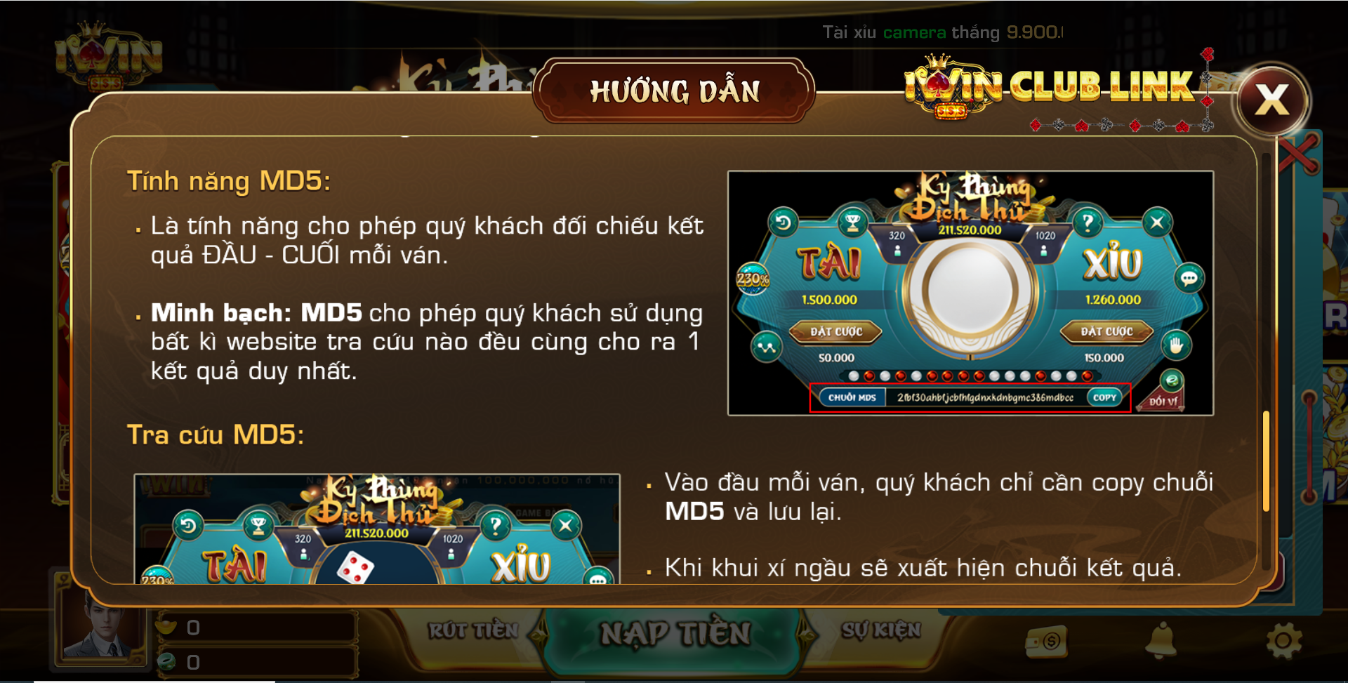 tính năng md5 trong tài xỉu iwin club